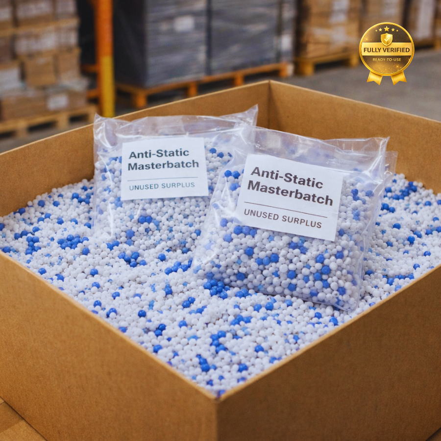 Anti-Static Masterbatch for Packaging & Electronics Use (Surplus Stock) Base Polymer: PE / PP Compatible Physical State: Free-Flowing Granules Packing Style: Industrial Laminated Bag Net Weight: 25 Kg per Bag Shade: Off-White / Natural Usage Area: Electronic Packaging, Plastic Packaging & Injection Molded Products Manufacturing Origin: India Stock Status: Ready Availability (Surplus Stock)